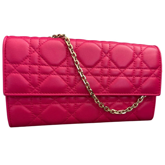 Dior Cannage Hot Pink Wallet on Chain