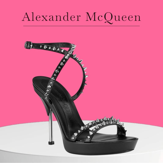 Alexander McQueen Stud Leather Sandals with Signature Punk Spikes