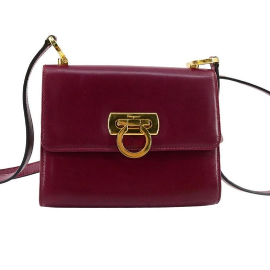 Ferragamo Gancini Burgundy Mini Handbag