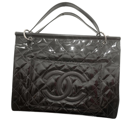1996 Vintage Chanel Quilted Patent Leather Shopping Tote